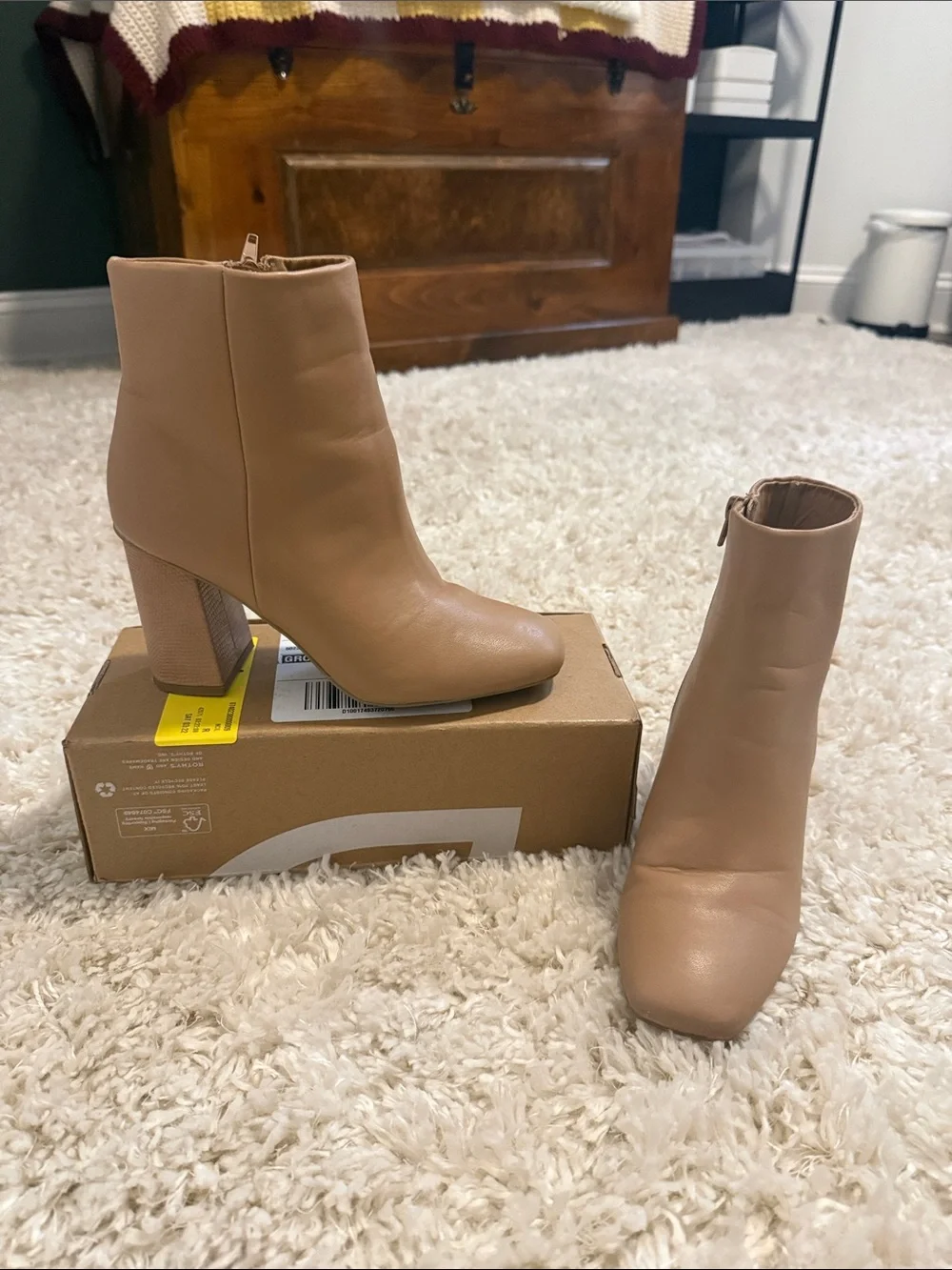 Dolce Vita Tan Block-Heel Ankle Boots